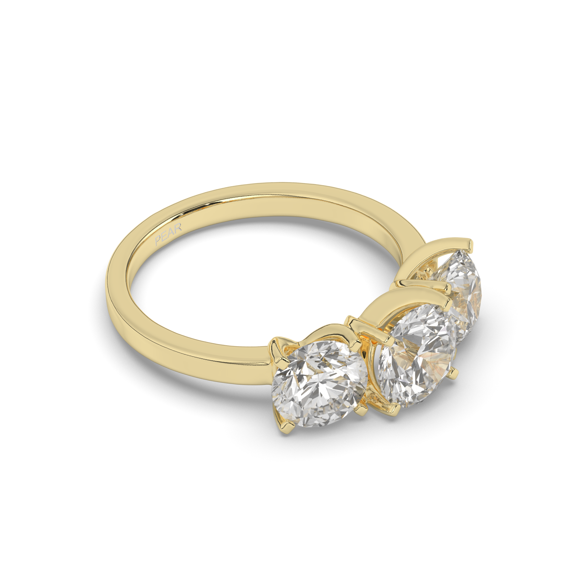 Troupee Round Lab-grown 3 Stone Diamond Ring - Pear Jewels