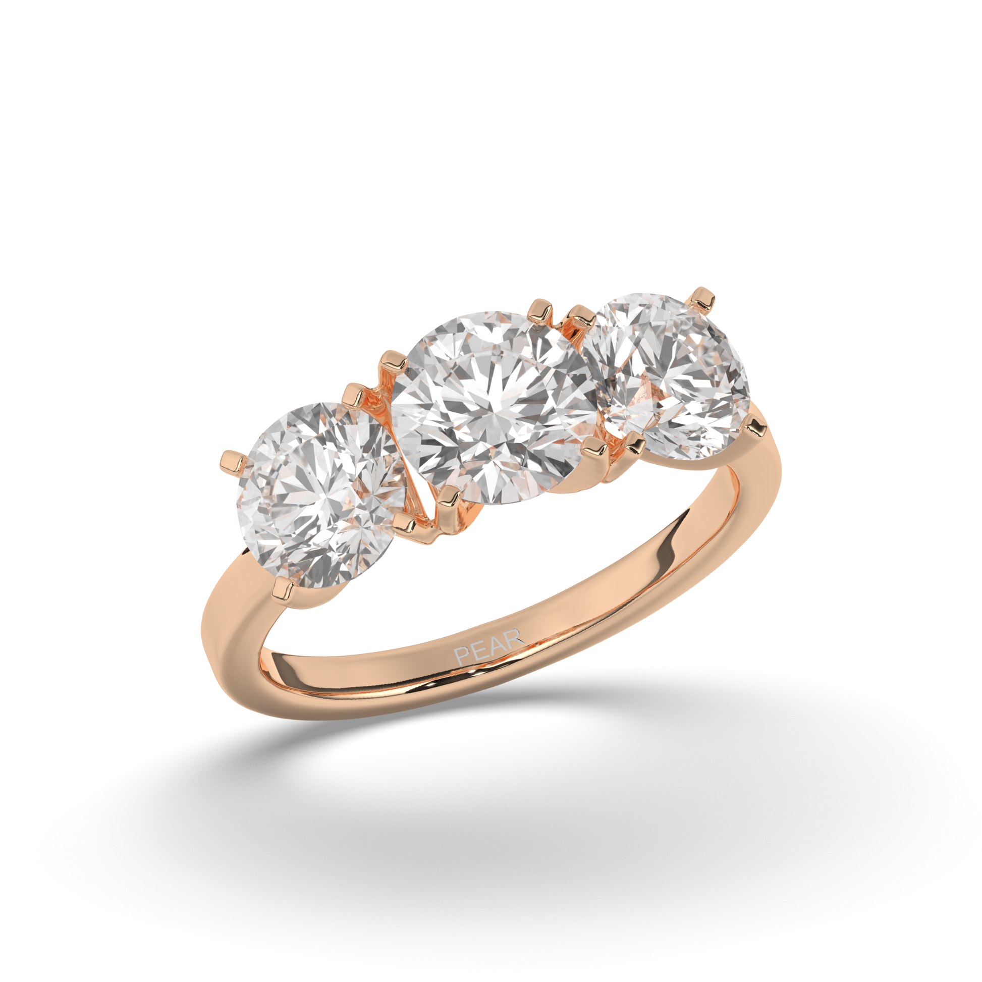 Troupee Round Lab-grown 3 Stone Diamond Ring - Pear Jewels