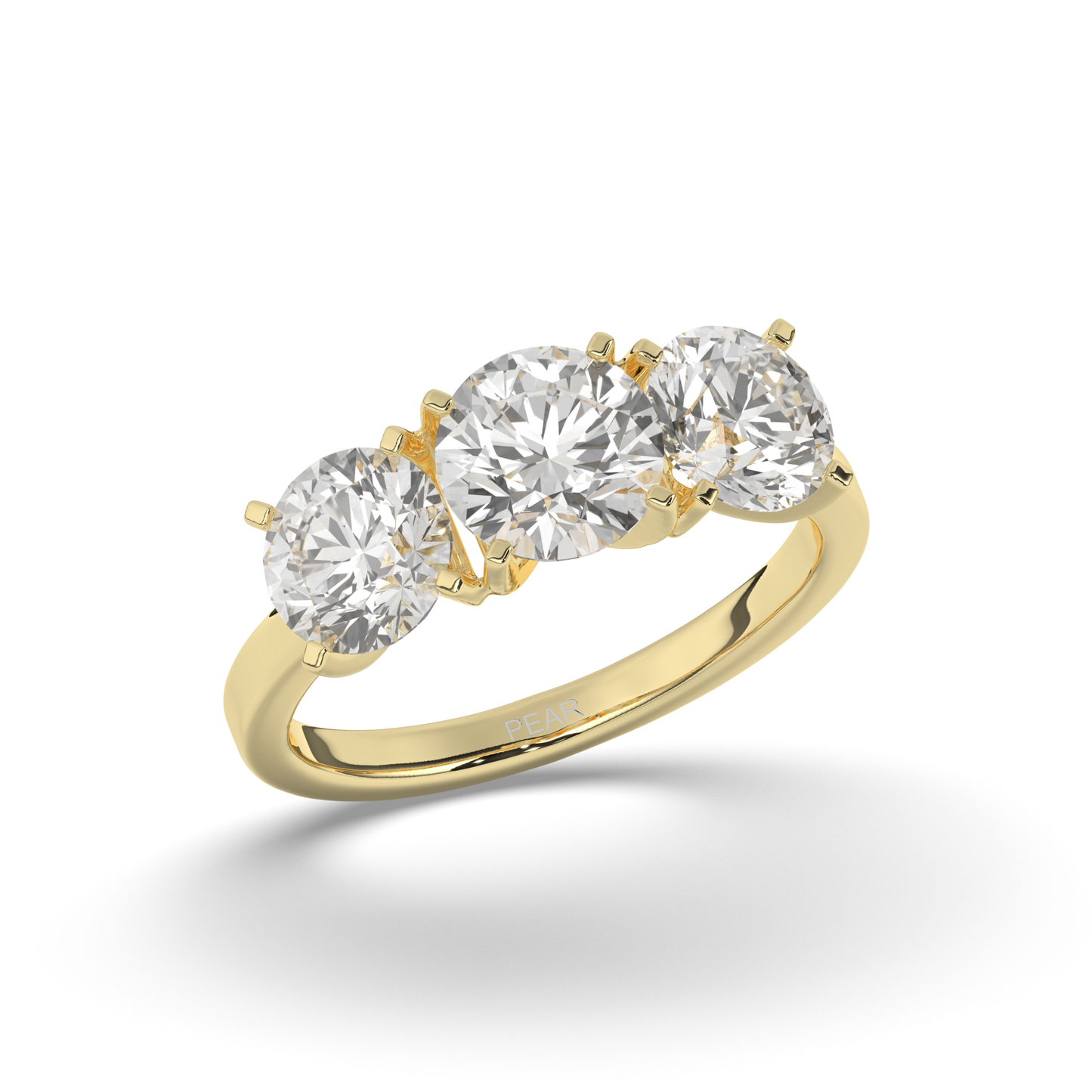 Troupee Round Lab-grown 3 Stone Diamond Ring - Pear Jewels