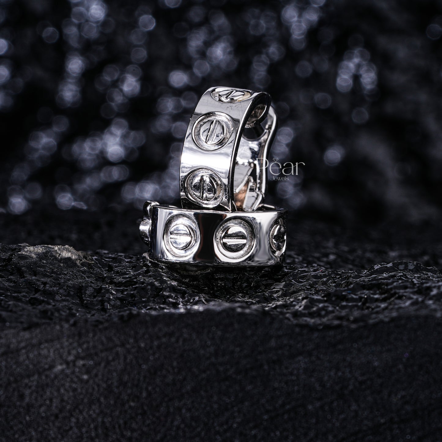 White Gold Hoop Earring - Pear Jewels