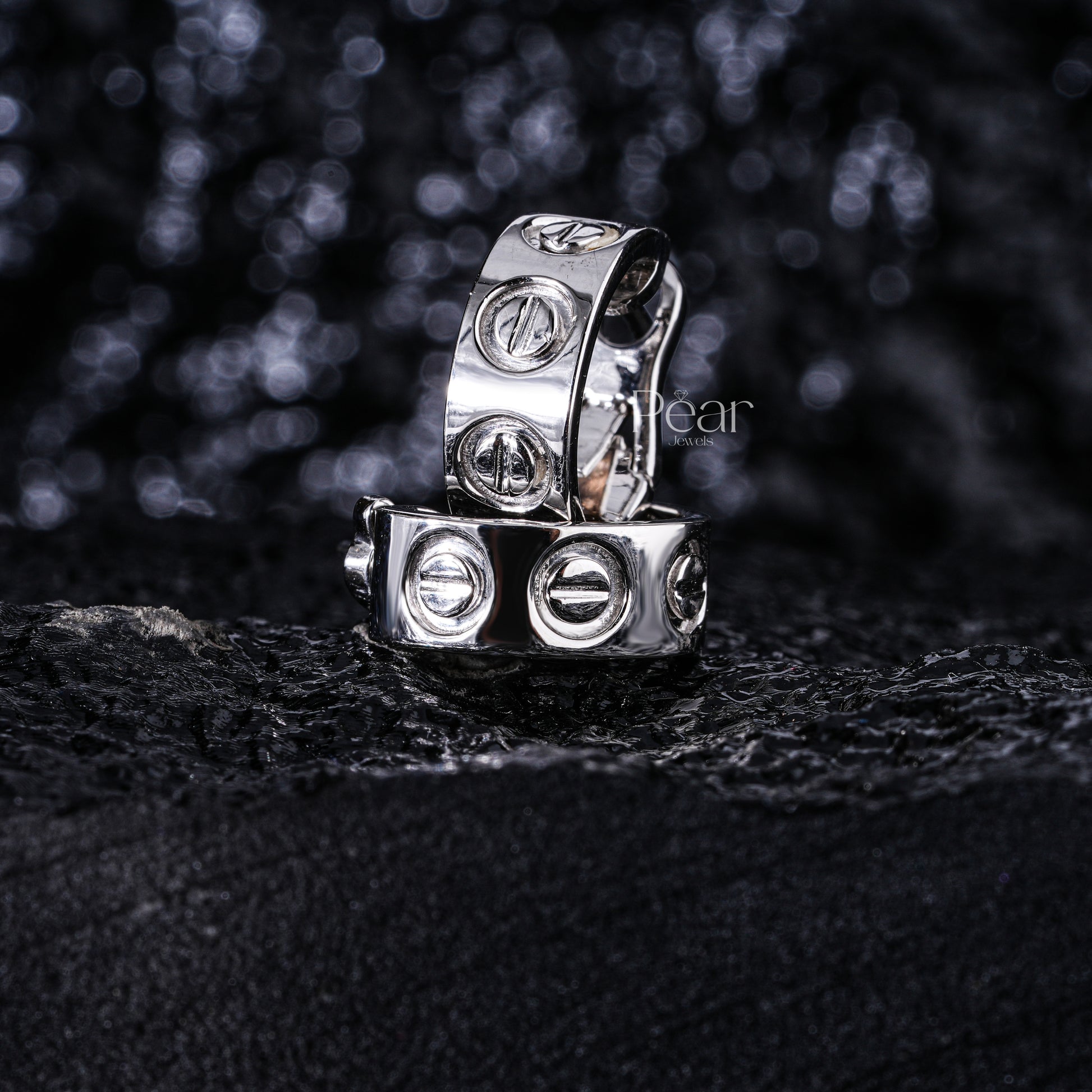 White Gold Hoop Earring - Pear Jewels