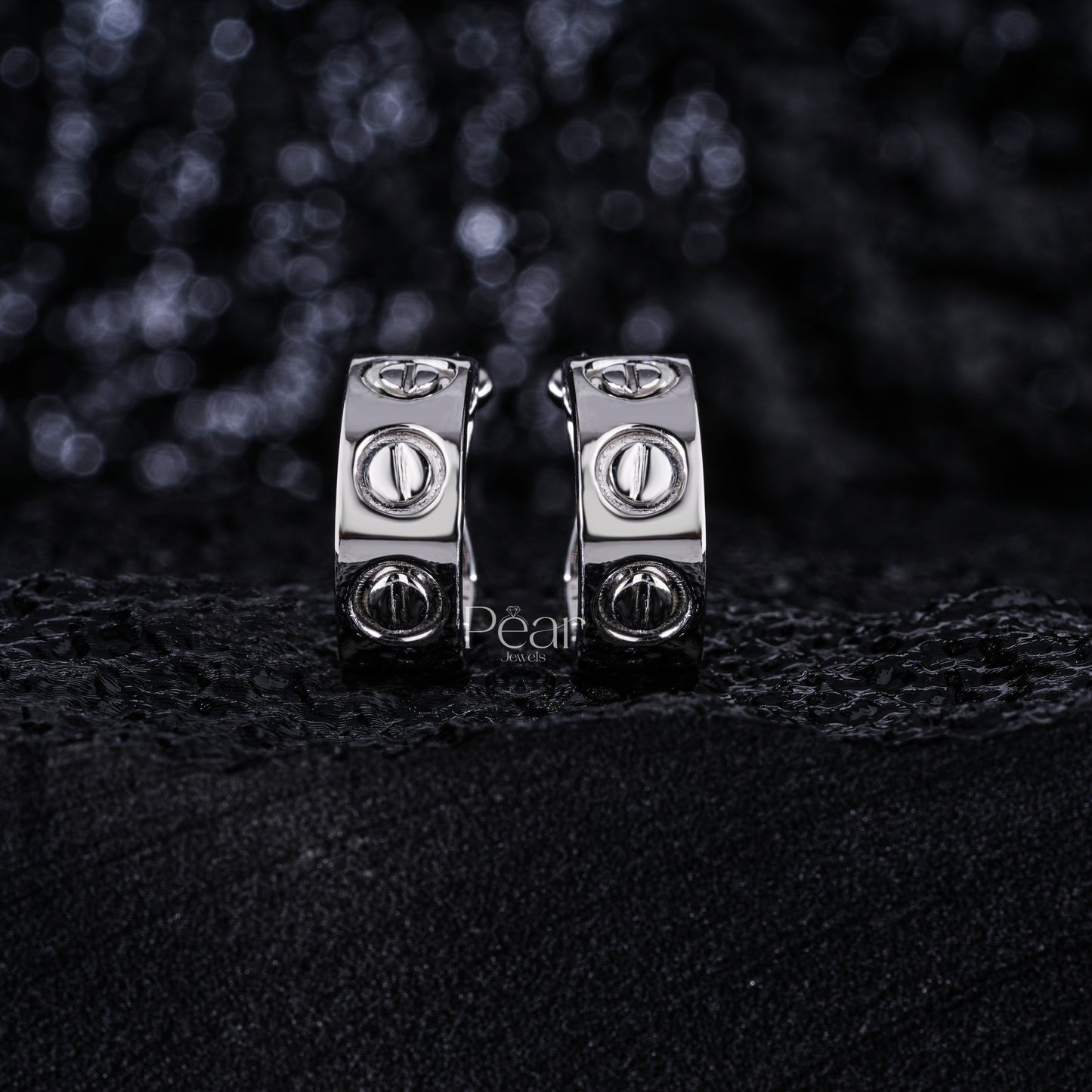 White Gold Hoop Earring - Pear Jewels