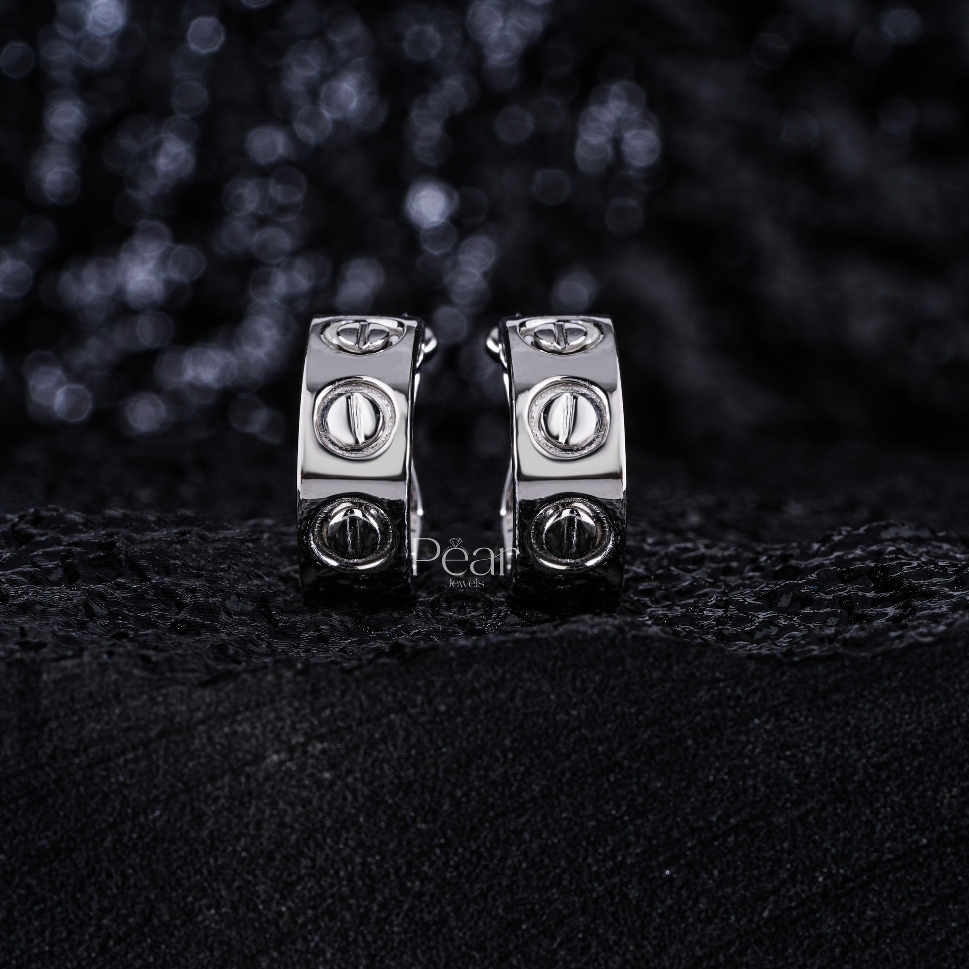 White Gold Hoop Earring - Pear Jewels