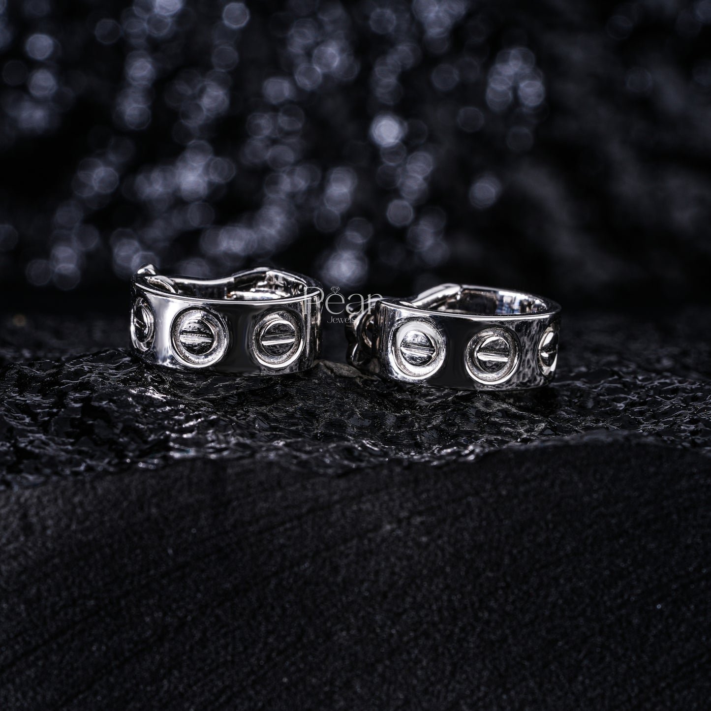 White Gold Hoop Earring - Pear Jewels