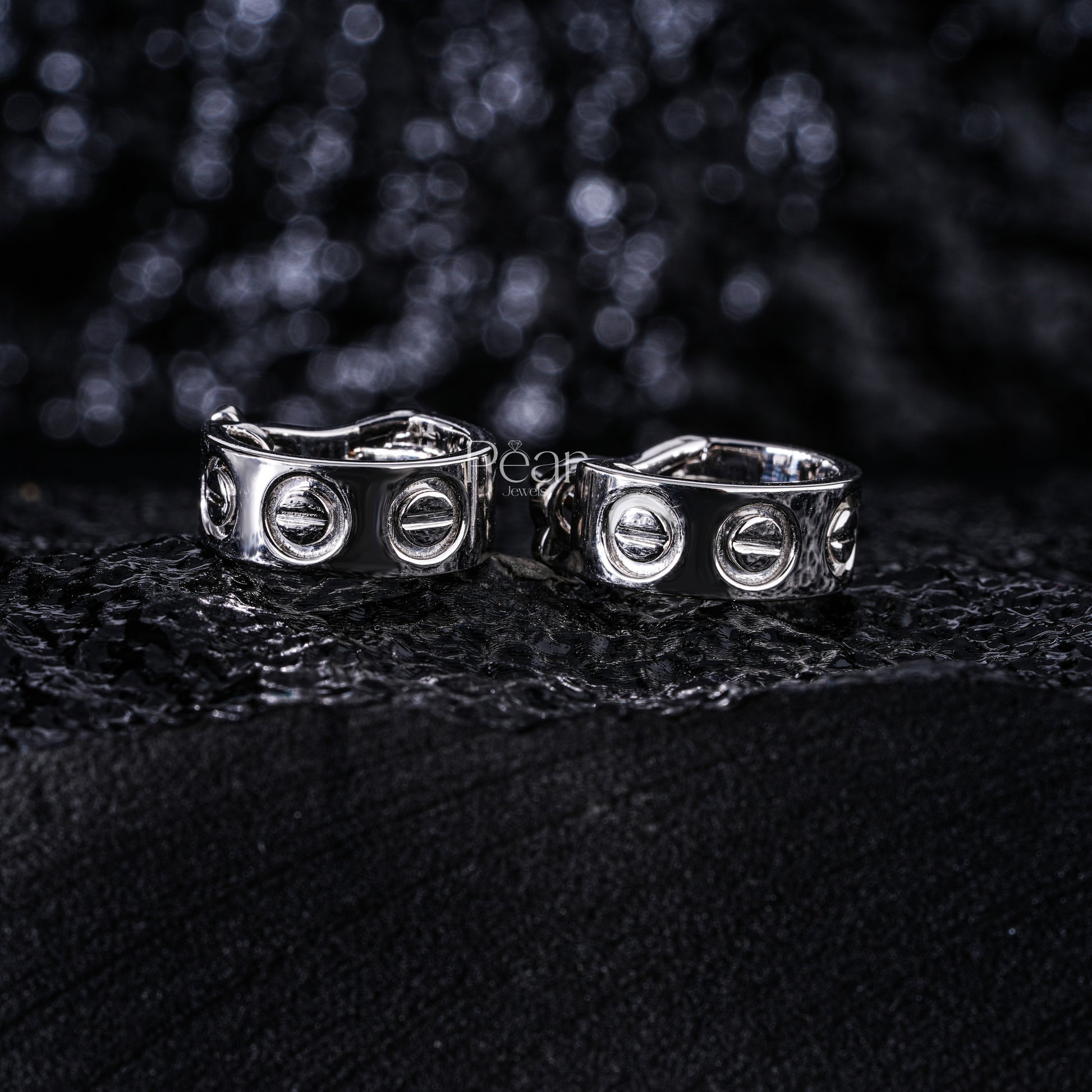 White Gold Hoop Earring - Pear Jewels