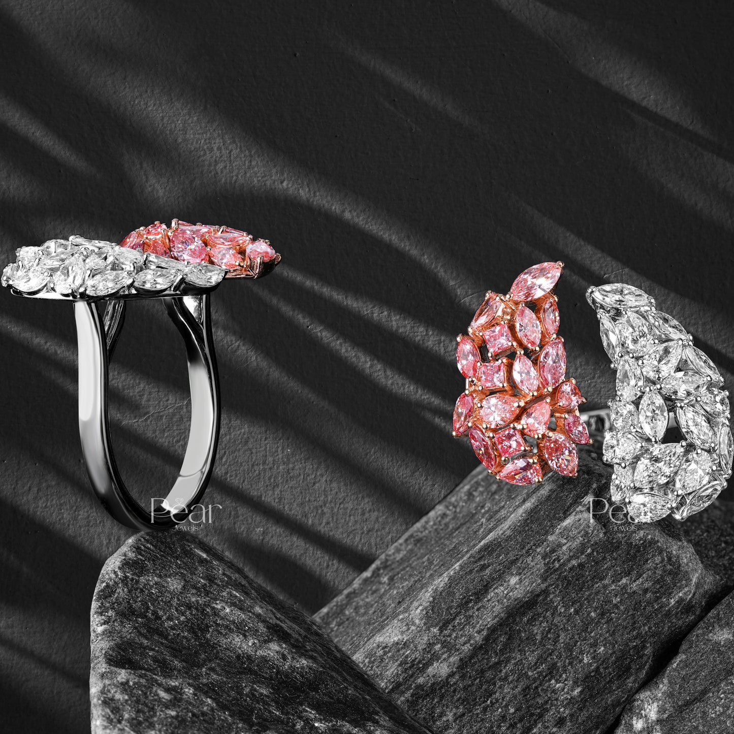 Marquise & Pear LabGrown Diamond Fancy Flower Engagement Ring - Pear Jewels