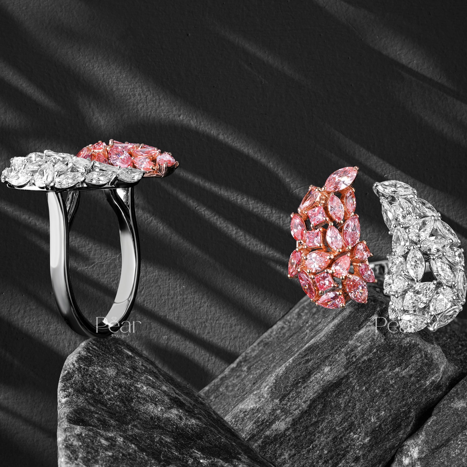 Marquise & Pear LabGrown Diamond Fancy Flower Engagement Ring - Pear Jewels