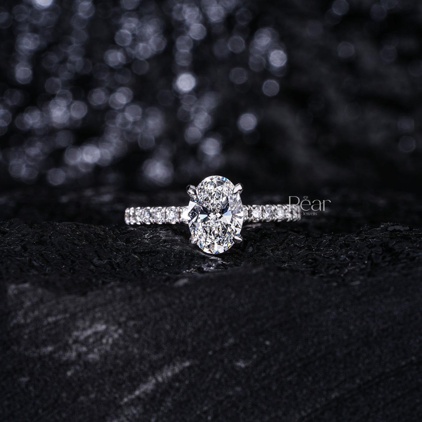 1.5Ct Oval Labgrown Diamond Engagement Ring - Pear Jewels