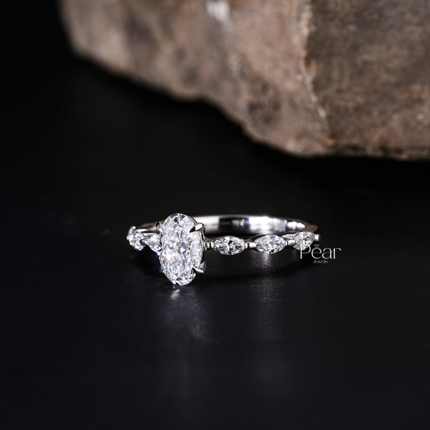 Seven-Stone Oval & Marquise Lab-Grown Diamond Ring - Pear Jewels
