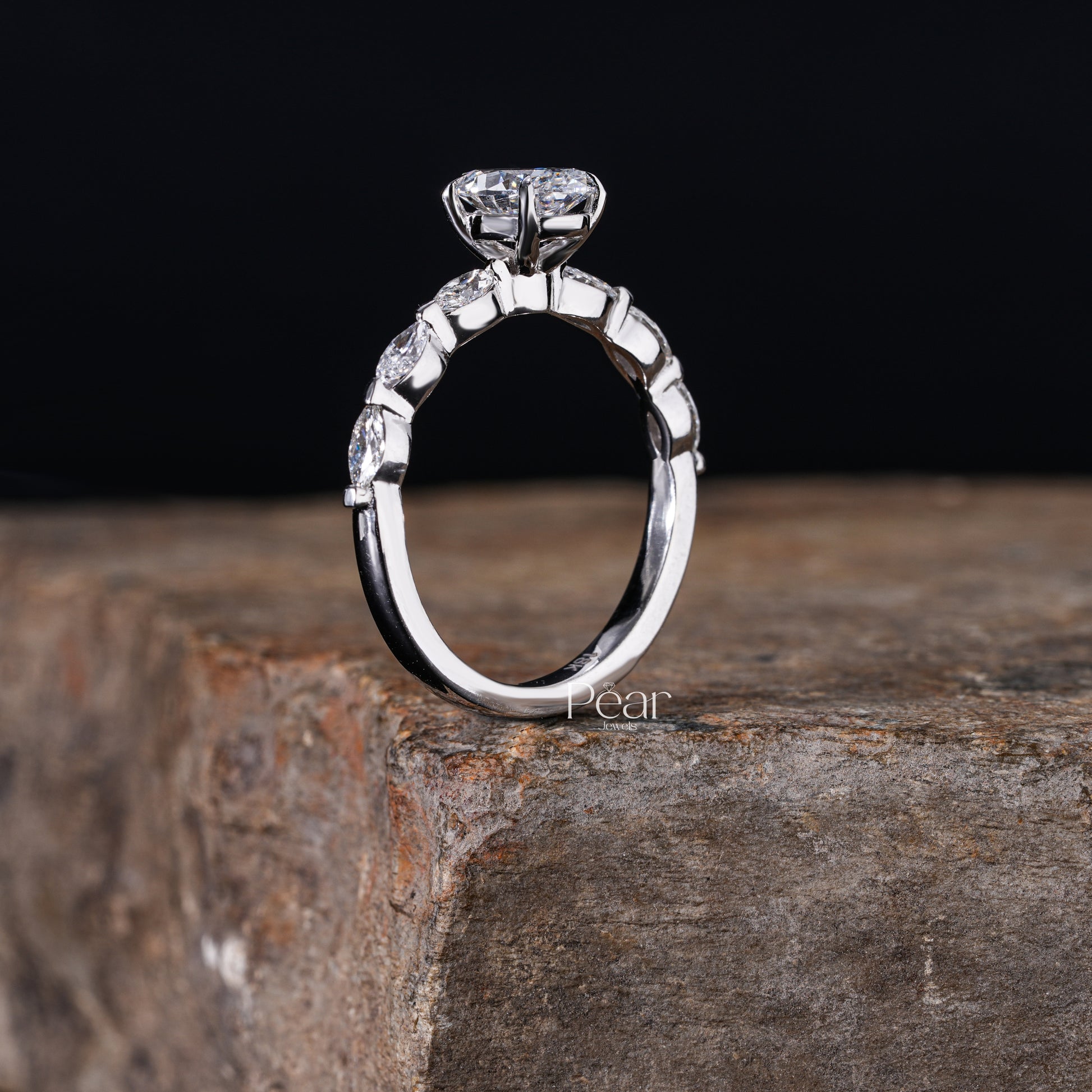 Seven-Stone Oval & Marquise Lab-Grown Diamond Ring - Pear Jewels