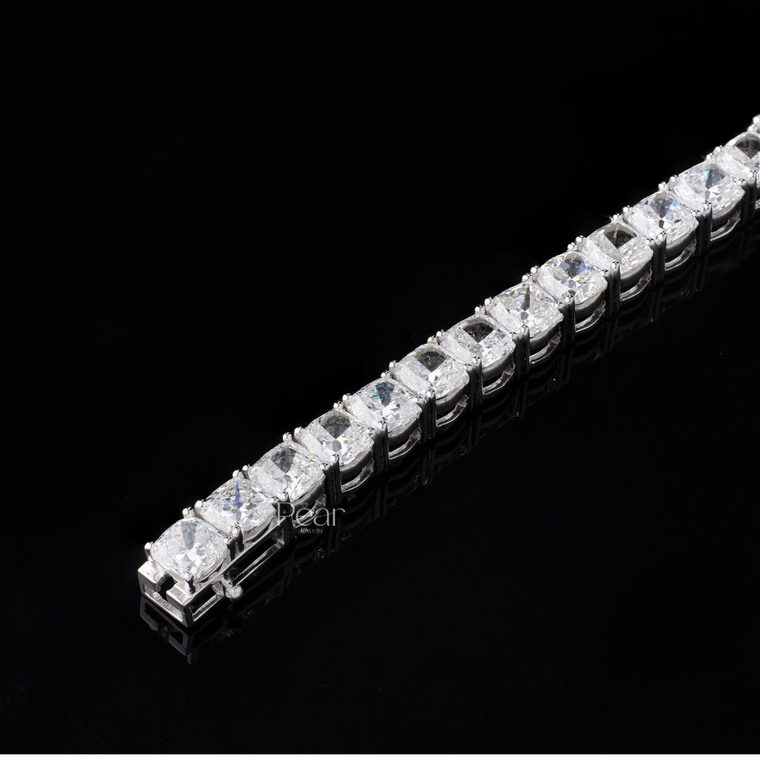 Cushion Lab Grown Diamond Tennis Bracelet - Pear Jewels