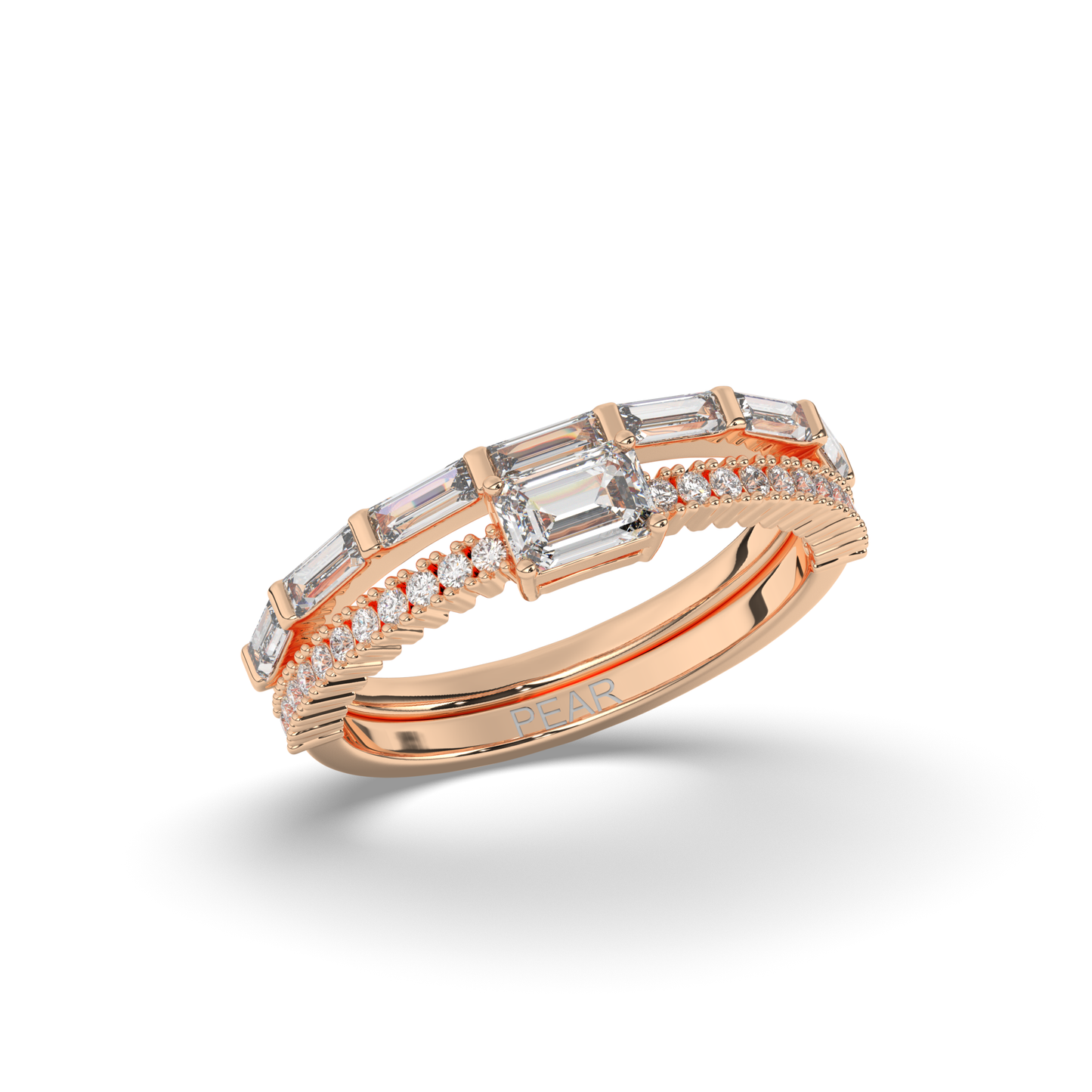 Vintage Baguette Lab-grown Diamond Wedding Band - Pear Jewels