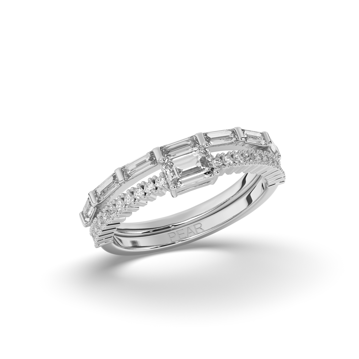 Vintage Baguette Lab-grown Diamond Wedding Band - Pear Jewels