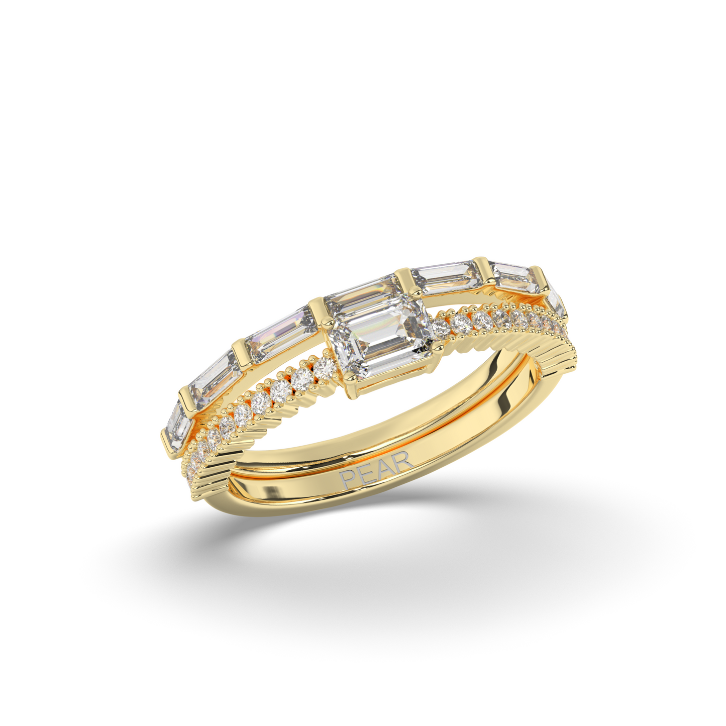 Vintage Baguette Lab-grown Diamond Wedding Band - Pear Jewels
