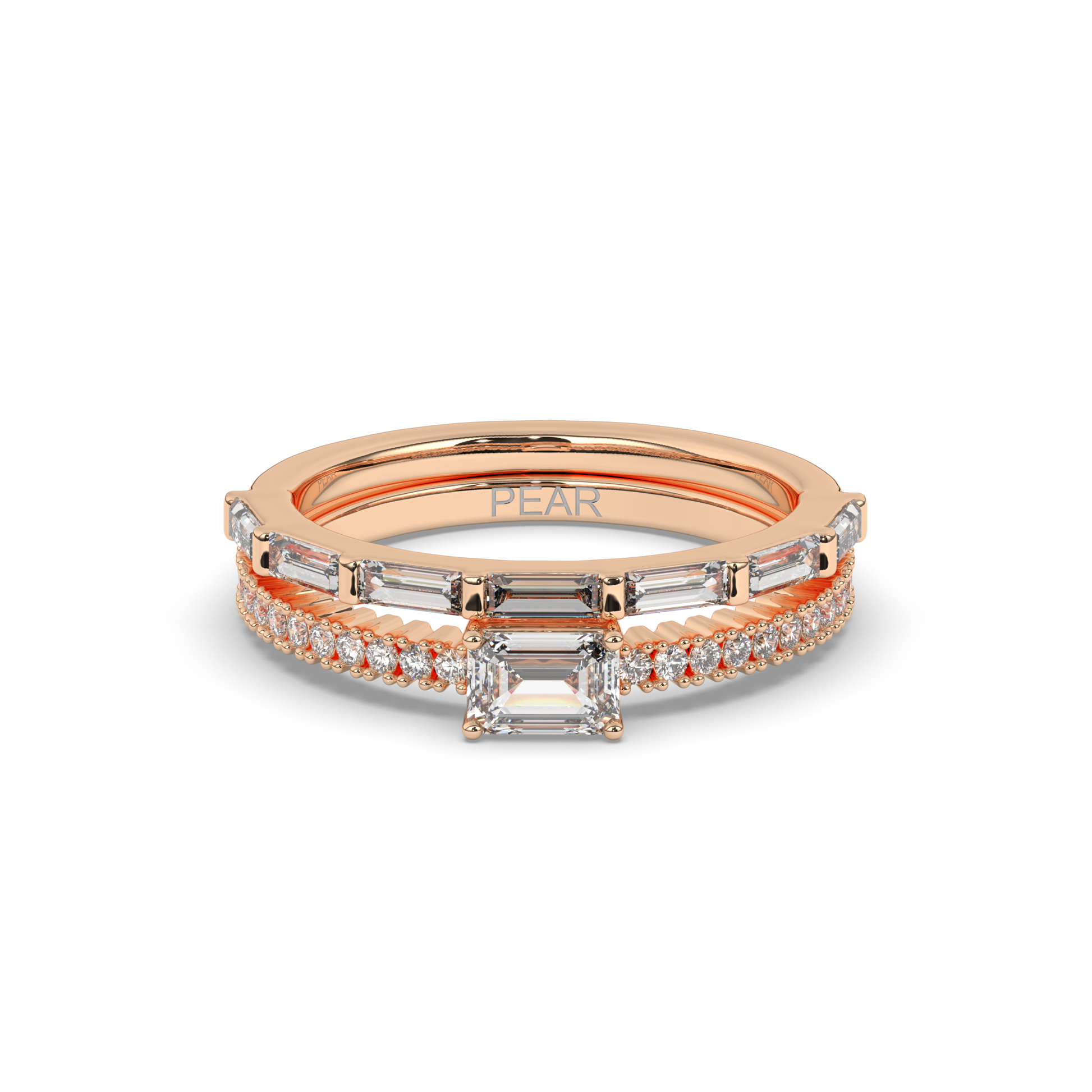 Vintage Baguette Lab-grown Diamond Wedding Band - Pear Jewels