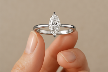0.5Ct Marquise Labgrown Diamond Solitaire Ring - in hand