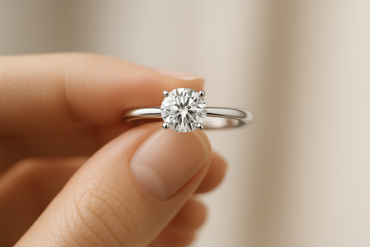 0.5Ct Round Fancy Solitaire Labgrown Diamond Ring - in hand