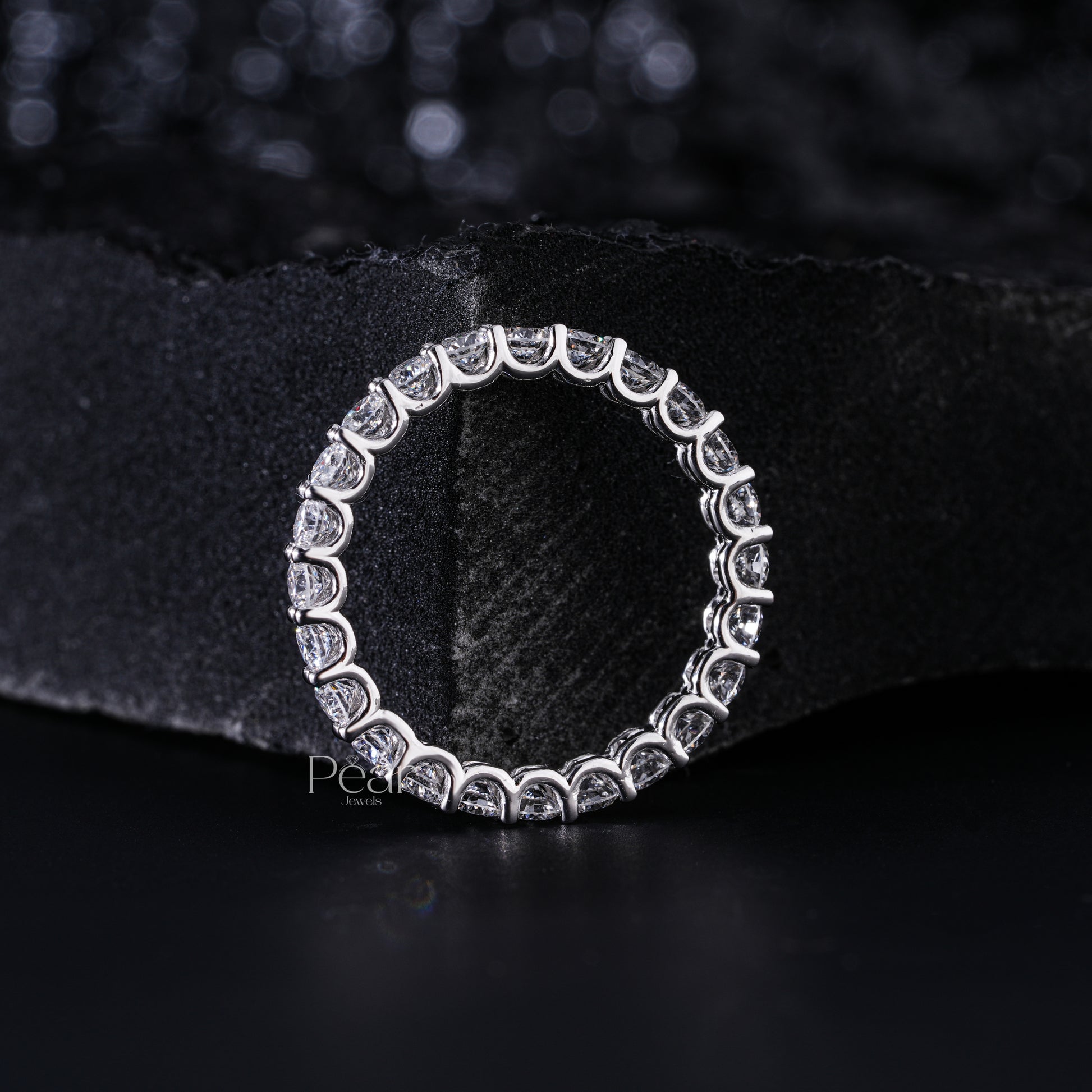 0.06Ct Round Full Eternity LabGrown Diamonds Wedding Band - Pear Jewels