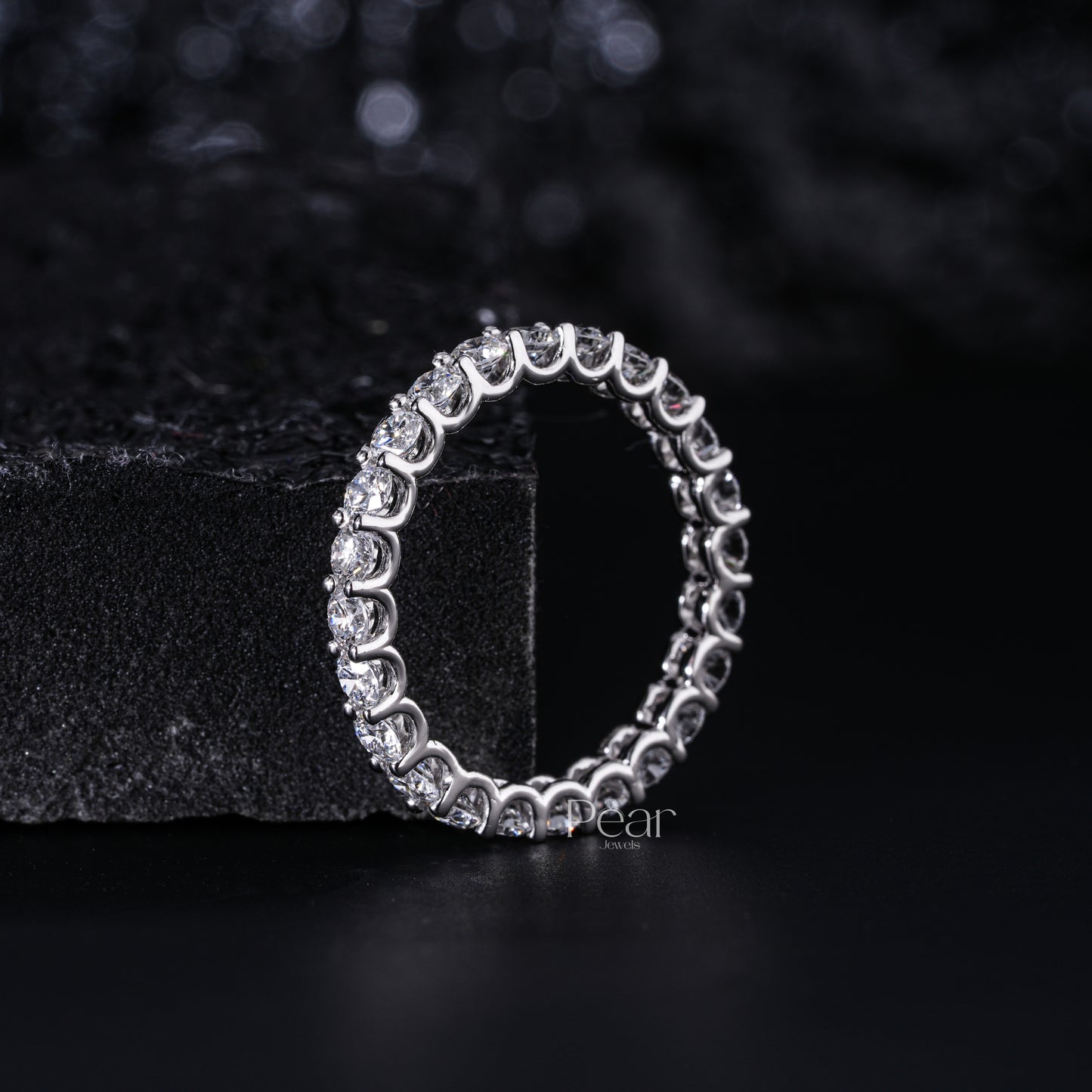 0.06Ct Round Full Eternity LabGrown Diamonds Wedding Band - Pear Jewels