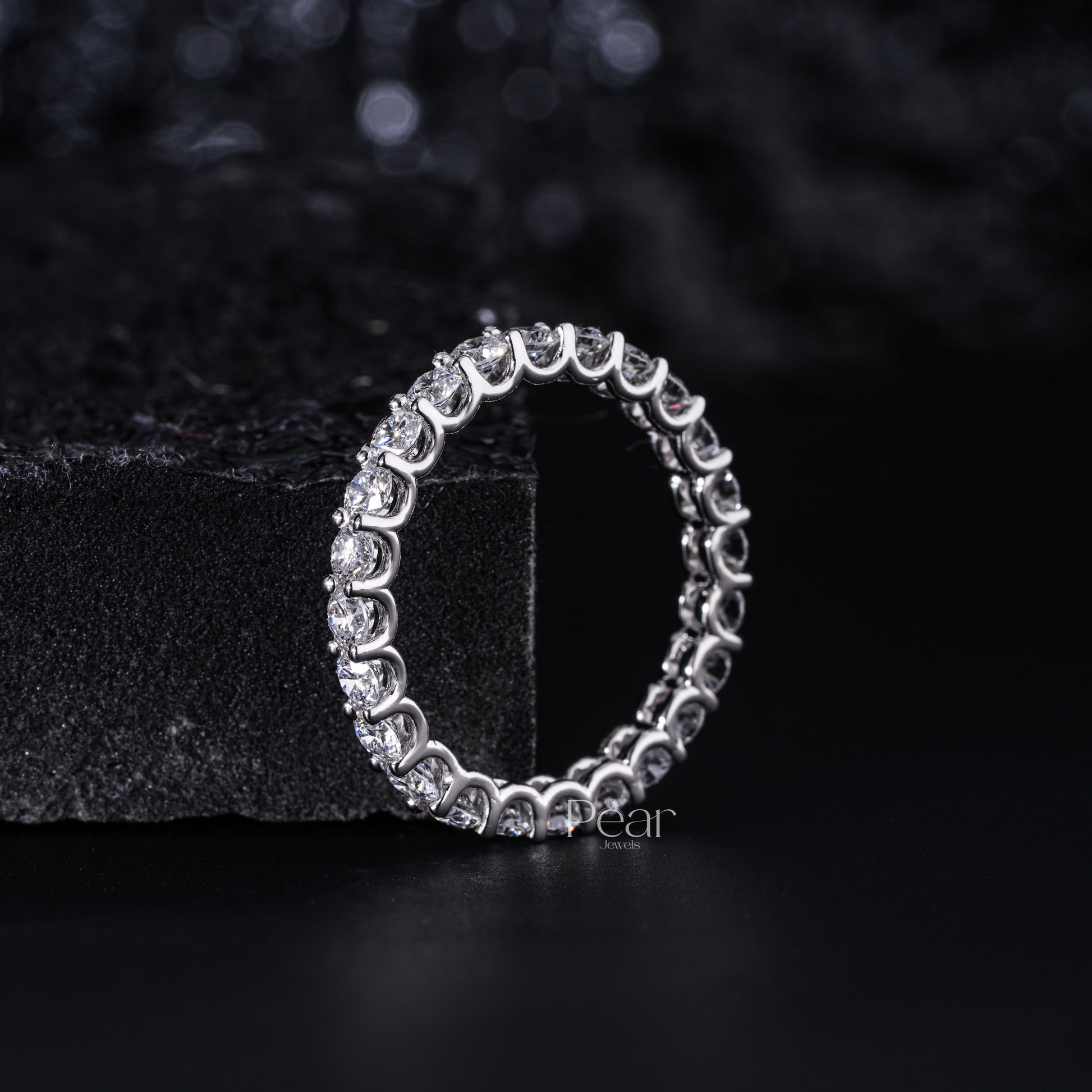 0.06Ct Round Full Eternity LabGrown Diamonds Wedding Band - Pear Jewels
