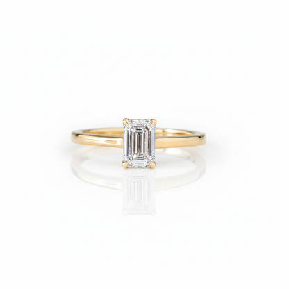 0.8ct Emerald Natural Diamond Solitaire Engagement Ring - PearJewels Australia
