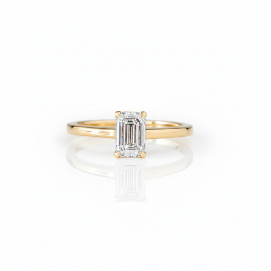 0.8ct Emerald Natural Diamond Solitaire Engagement Ring