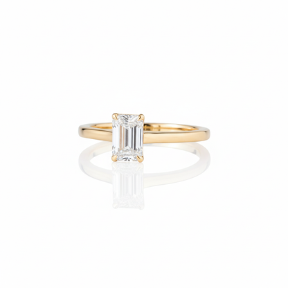 0.8ct Emerald Natural Diamond Solitaire Engagement Ring - PearJewels Australia