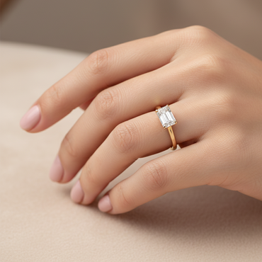 0.8ct Emerald Natural Diamond Solitaire Engagement Ring