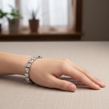 0.8ct Heart Shape Tennis Labgrown Diamond Bracelet