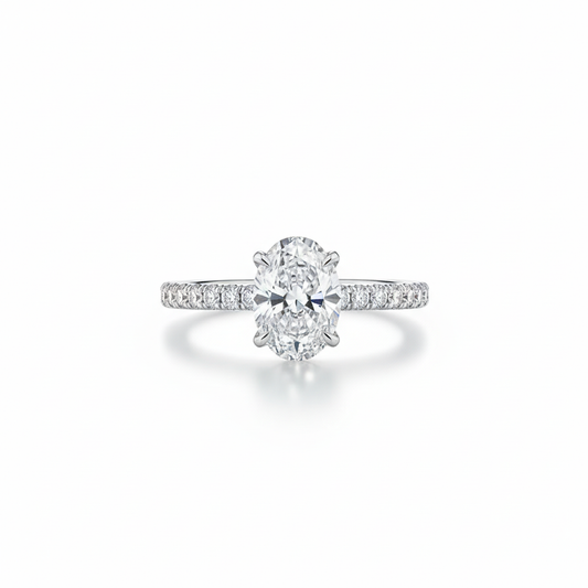 1ct Oval Natural Diamond Engagement Ring With Side Diamonds