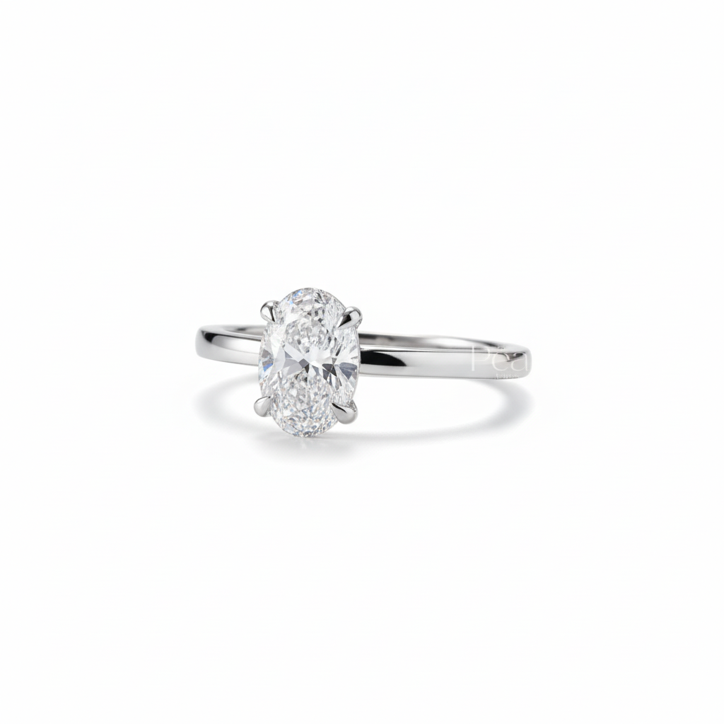 1ct Oval Solitaire Natural Diamond Engagement Ring