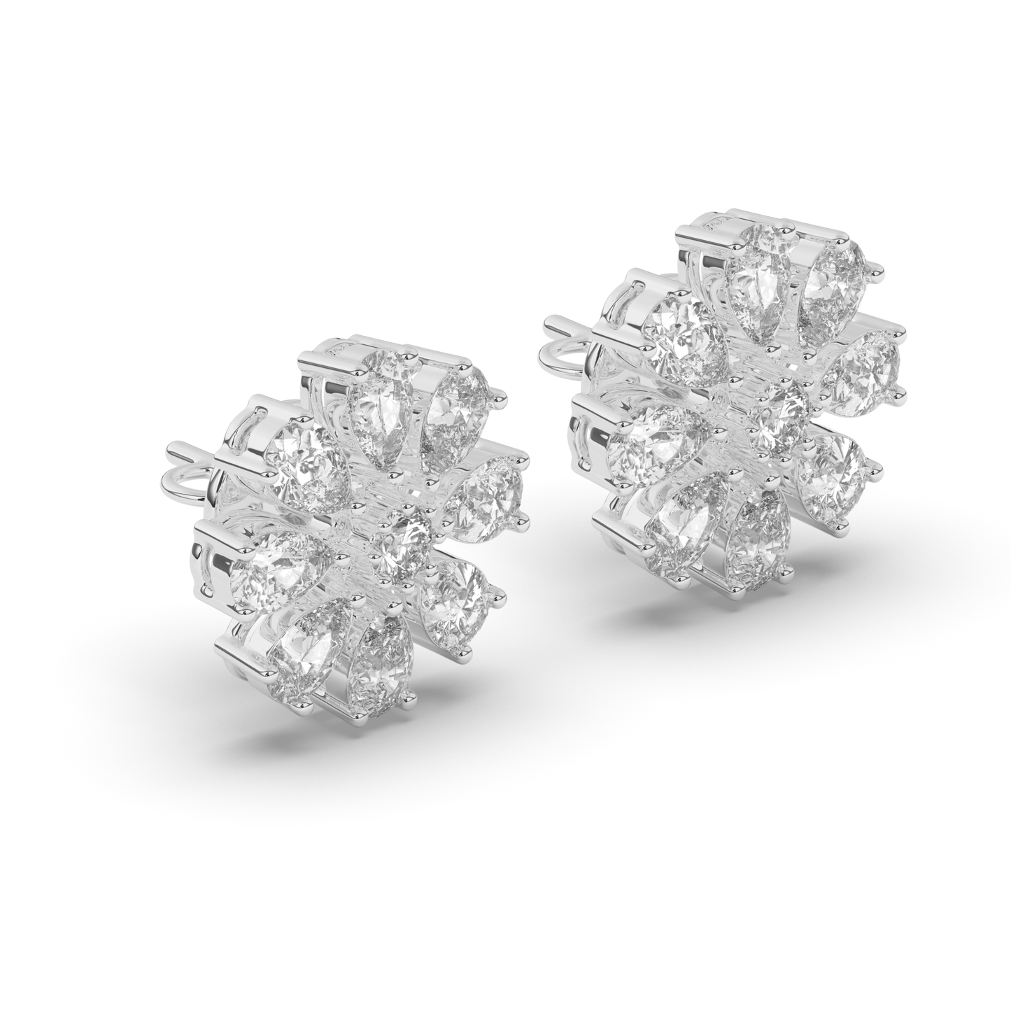 Charming Pear & Round Lab-Grown Diamond Dangle Earrings - Pear Jewels