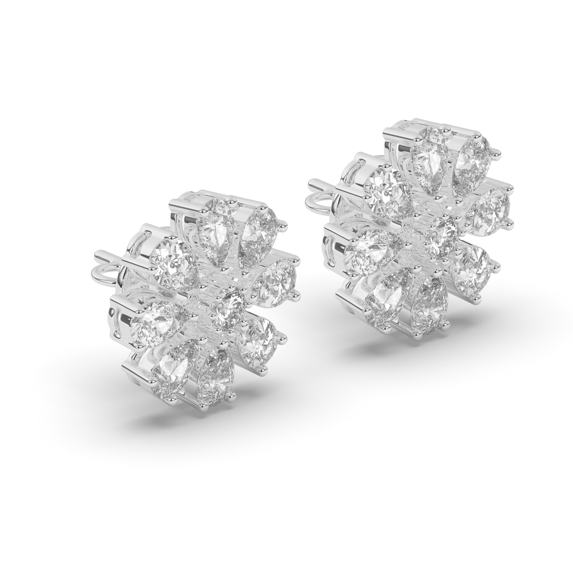 Charming Pear & Round Lab-Grown Diamond Dangle Earrings - Pear Jewels