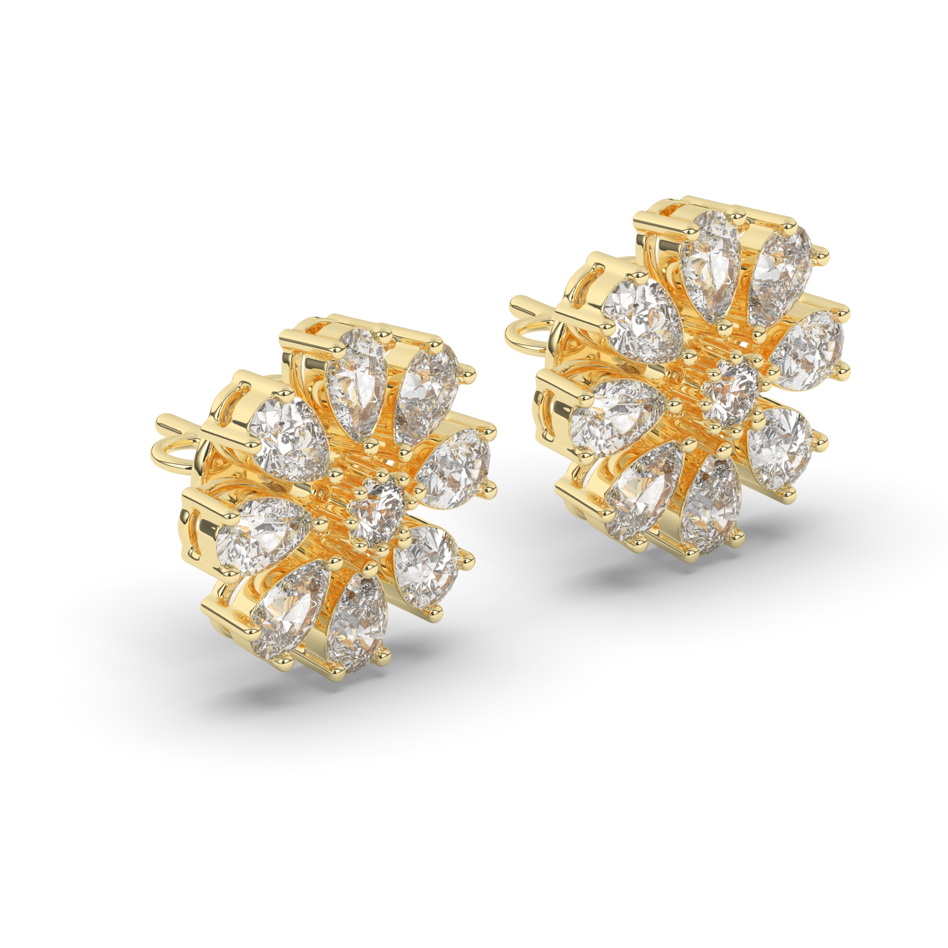 Charming Pear & Round Lab-Grown Diamond Dangle Earrings - Pear Jewels