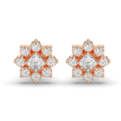 Chic Cluster Round & Princess Lab-Grown Diamond Earrings - Pear Jewels