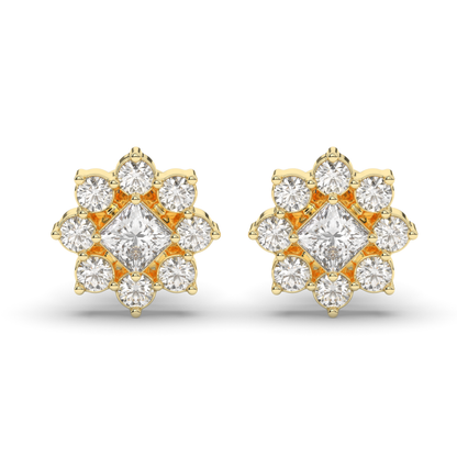 Chic Cluster Round & Princess Lab-Grown Diamond Earrings - Pear Jewels