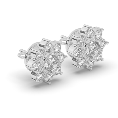 Chic Cluster Round & Princess Lab-Grown Diamond Earrings - Pear Jewels