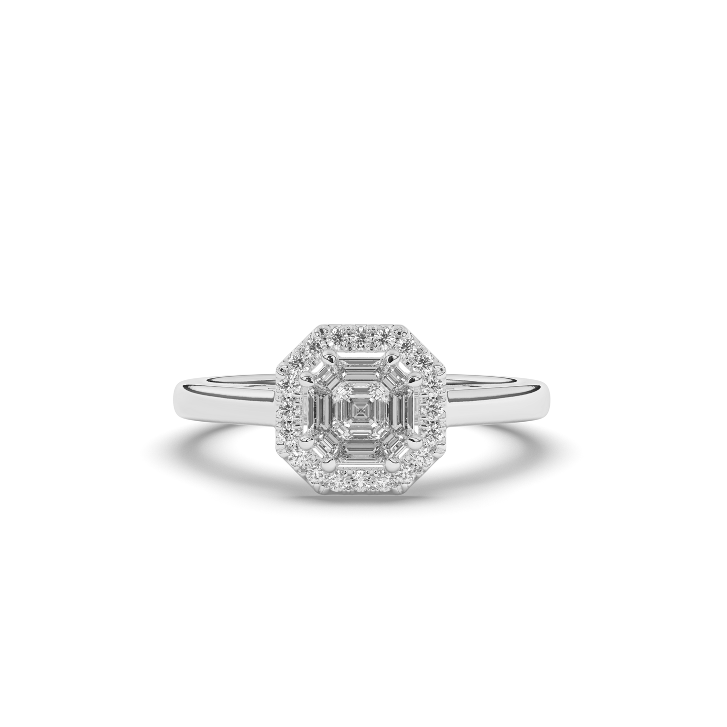 Classic Halo Asscher-Cut Lab-Grown Diamond Wedding Ring - Pear Jewels
