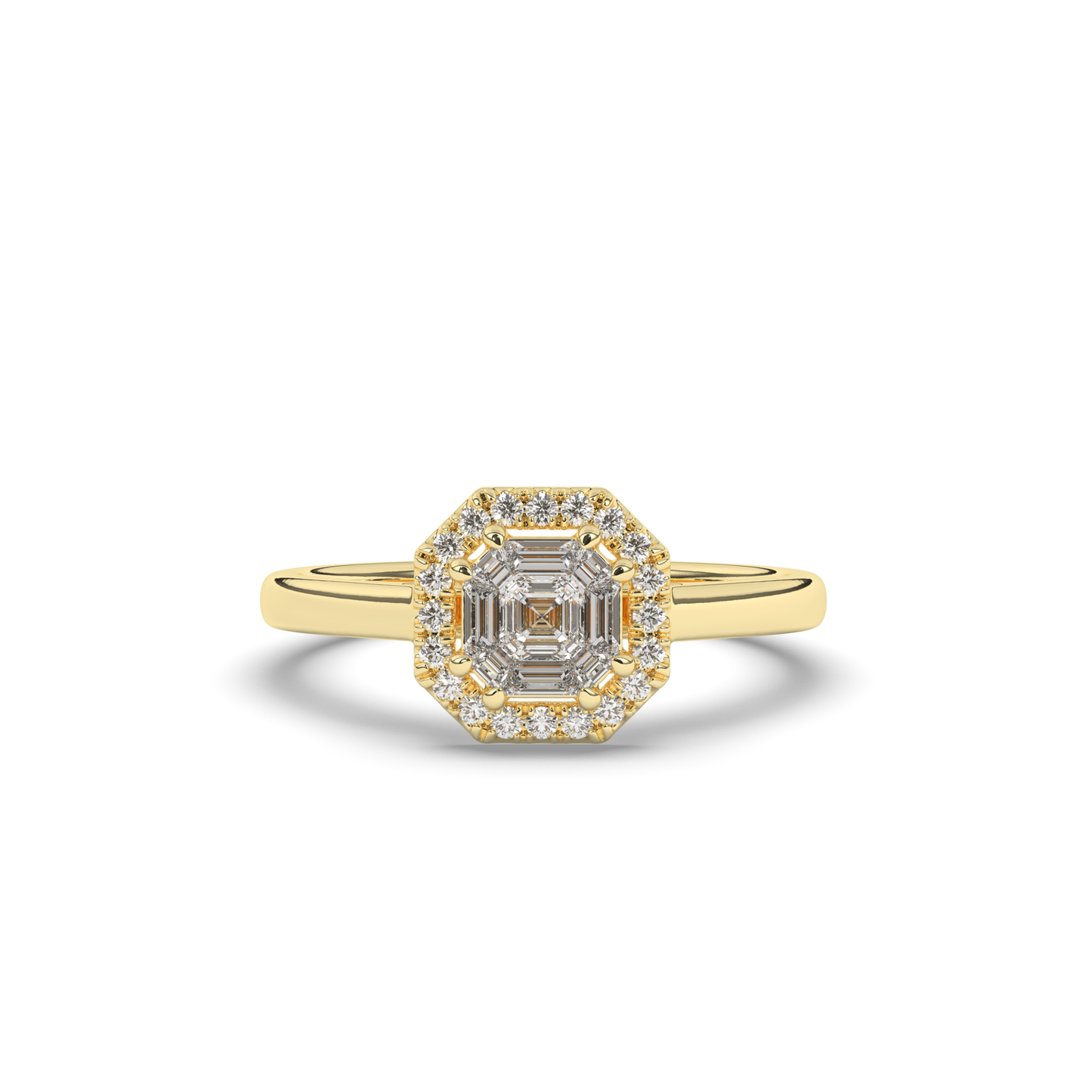 Classic Halo Asscher-Cut Lab-Grown Diamond Wedding Ring - Pear Jewels