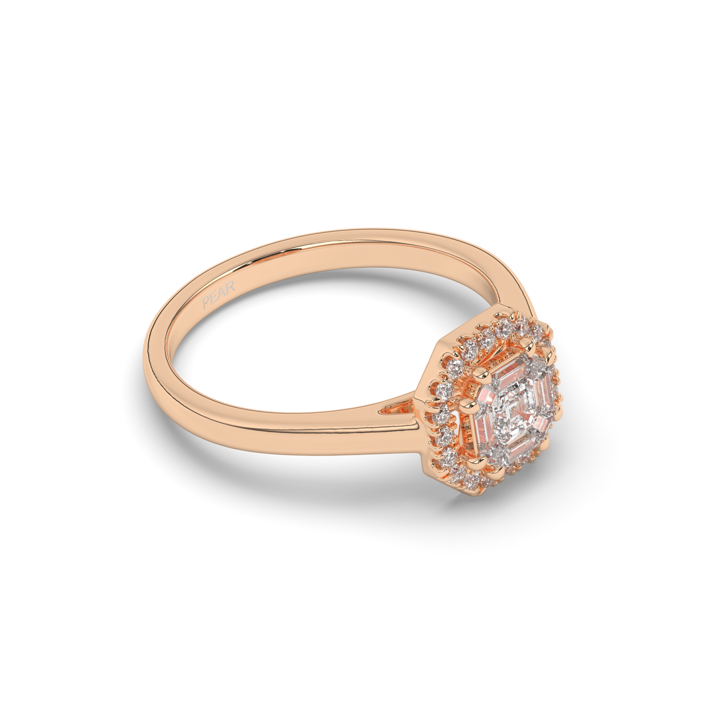 Classic Halo Asscher-Cut Lab-Grown Diamond Wedding Ring - Pear Jewels