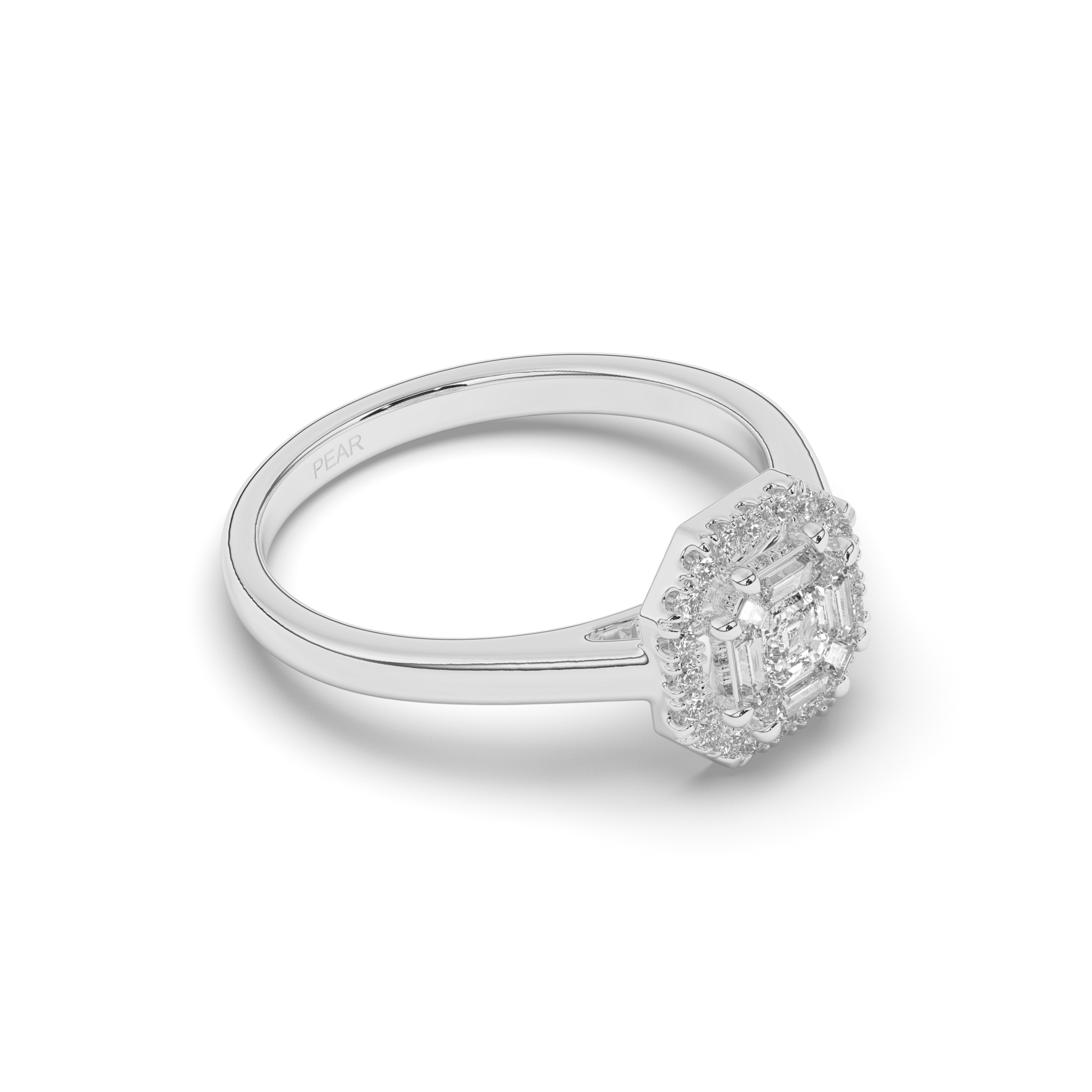 Classic Halo Asscher-Cut Lab-Grown Diamond Wedding Ring - Pear Jewels
