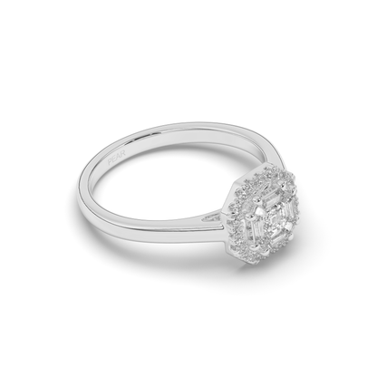 Classic Halo Asscher-Cut Lab-Grown Diamond Wedding Ring - Pear Jewels