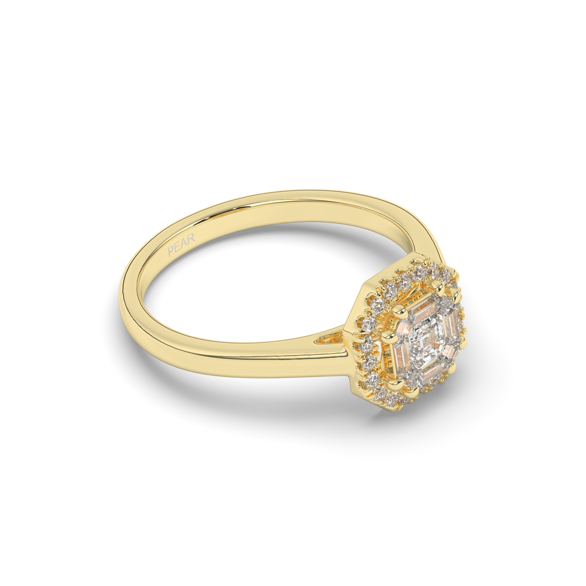 Classic Halo Asscher-Cut Lab-Grown Diamond Wedding Ring - Pear Jewels