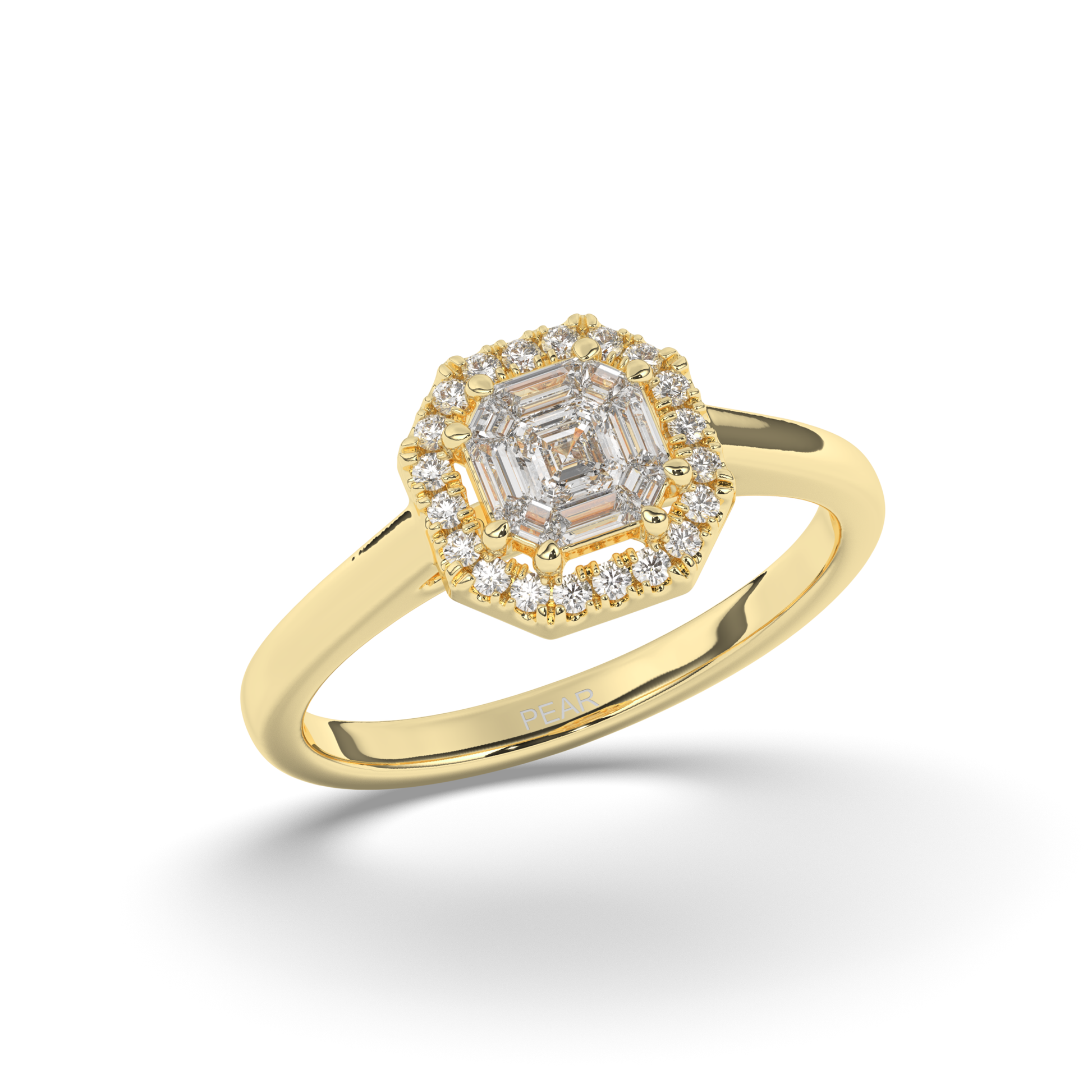Classic Halo Asscher-Cut Lab-Grown Diamond Wedding Ring - Pear Jewels