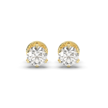 Classic Round Prong-Set Solitaire Lab-Grown Diamond Stud Earrings - Pear Jewels