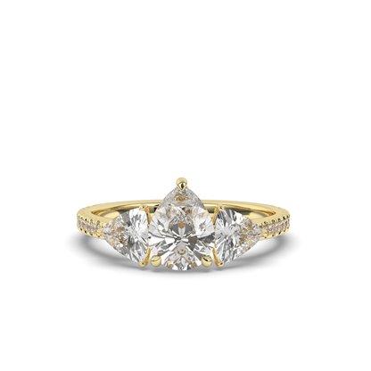 Classic Three-Stone Pear & Trillion Lab-Grown Diamond Engagement Ring - Pear Jewels