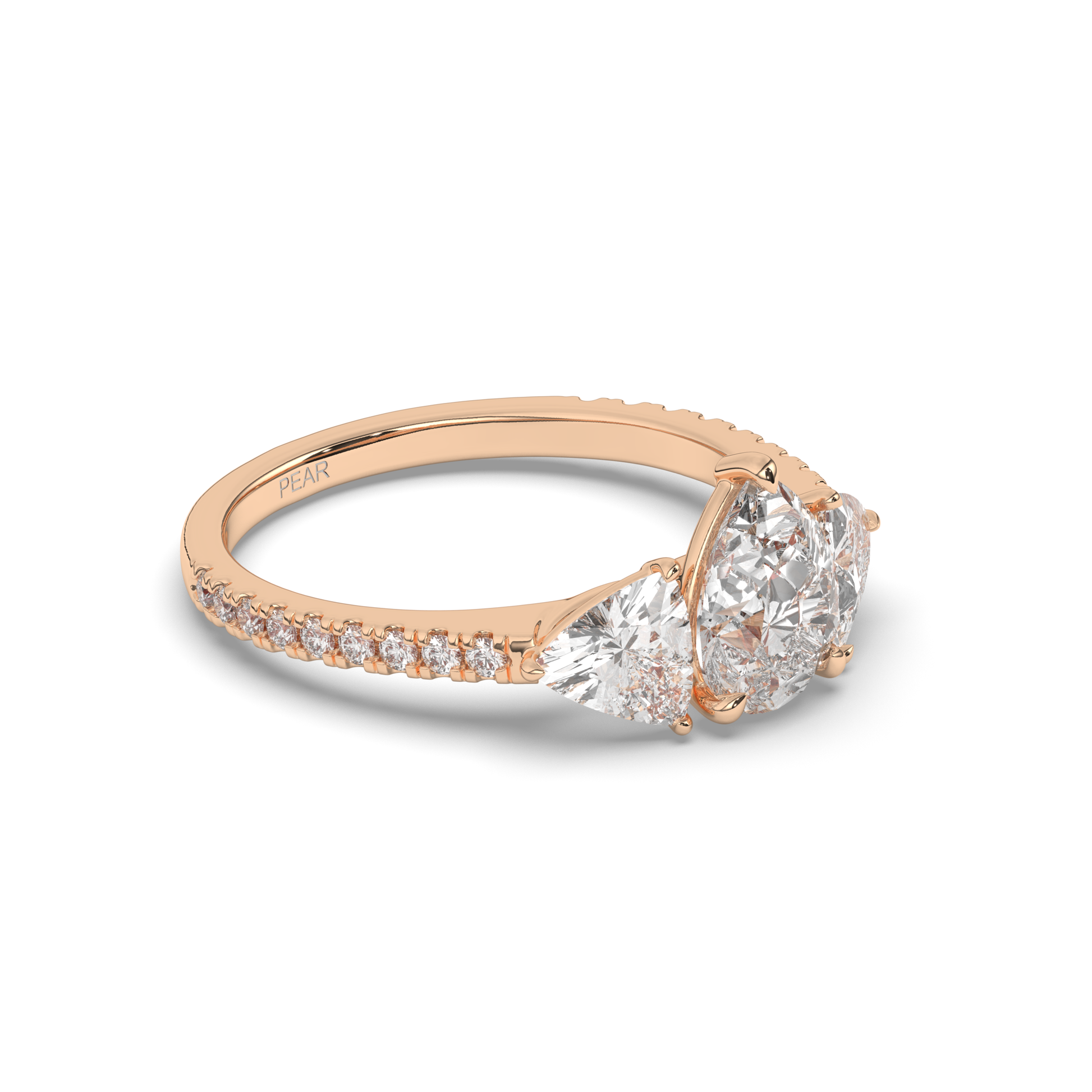 Classic Three-Stone Pear & Trillion Lab-Grown Diamond Engagement Ring - Pear Jewels