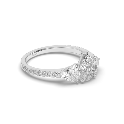 Classic Three-Stone Pear & Trillion Lab-Grown Diamond Engagement Ring - Pear Jewels