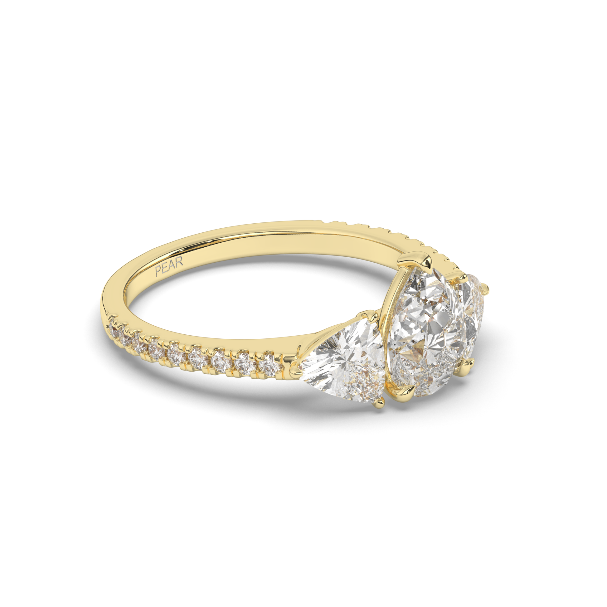 Classic Three-Stone Pear & Trillion Lab-Grown Diamond Engagement Ring - Pear Jewels