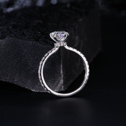 1ct Oval Natural Diamond Engagement Ring With Side Diamonds